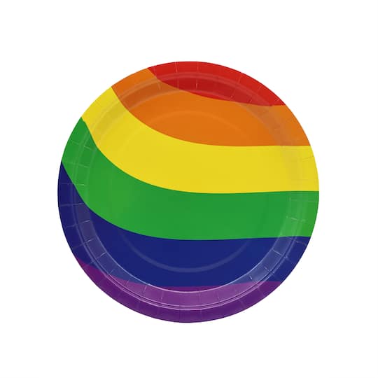 9" Pride Rainbow Stripes Round Paper Dinner Plates, 10ct. by Celebrate It™